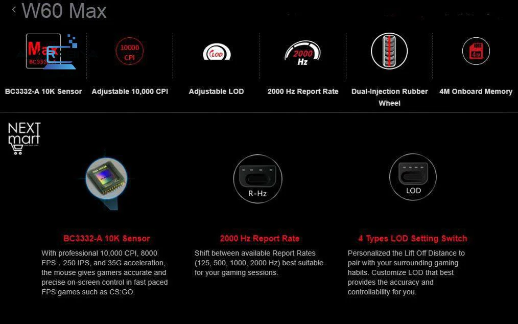 Bloody W60-MAX Activated RGB Gaming Mouse - Image 5