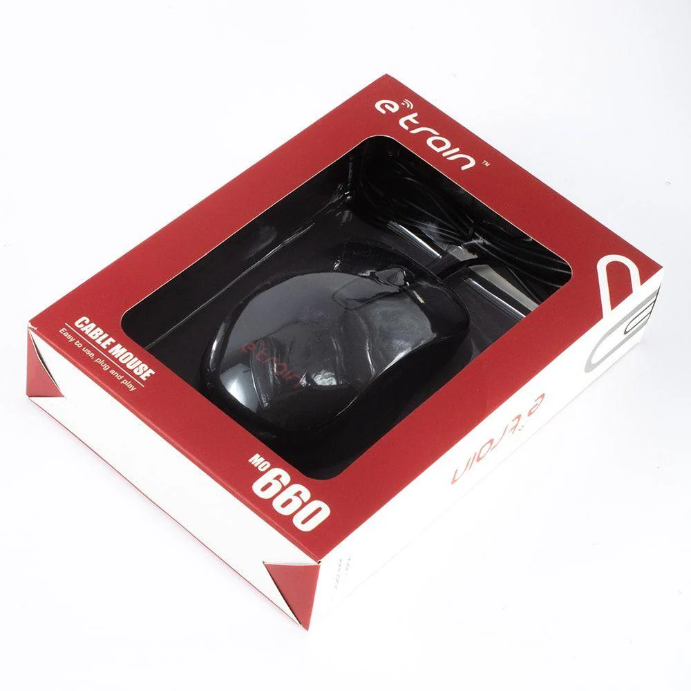 E-Train (MO660) Wired Mouse 1200 DPI - Black - Image 3