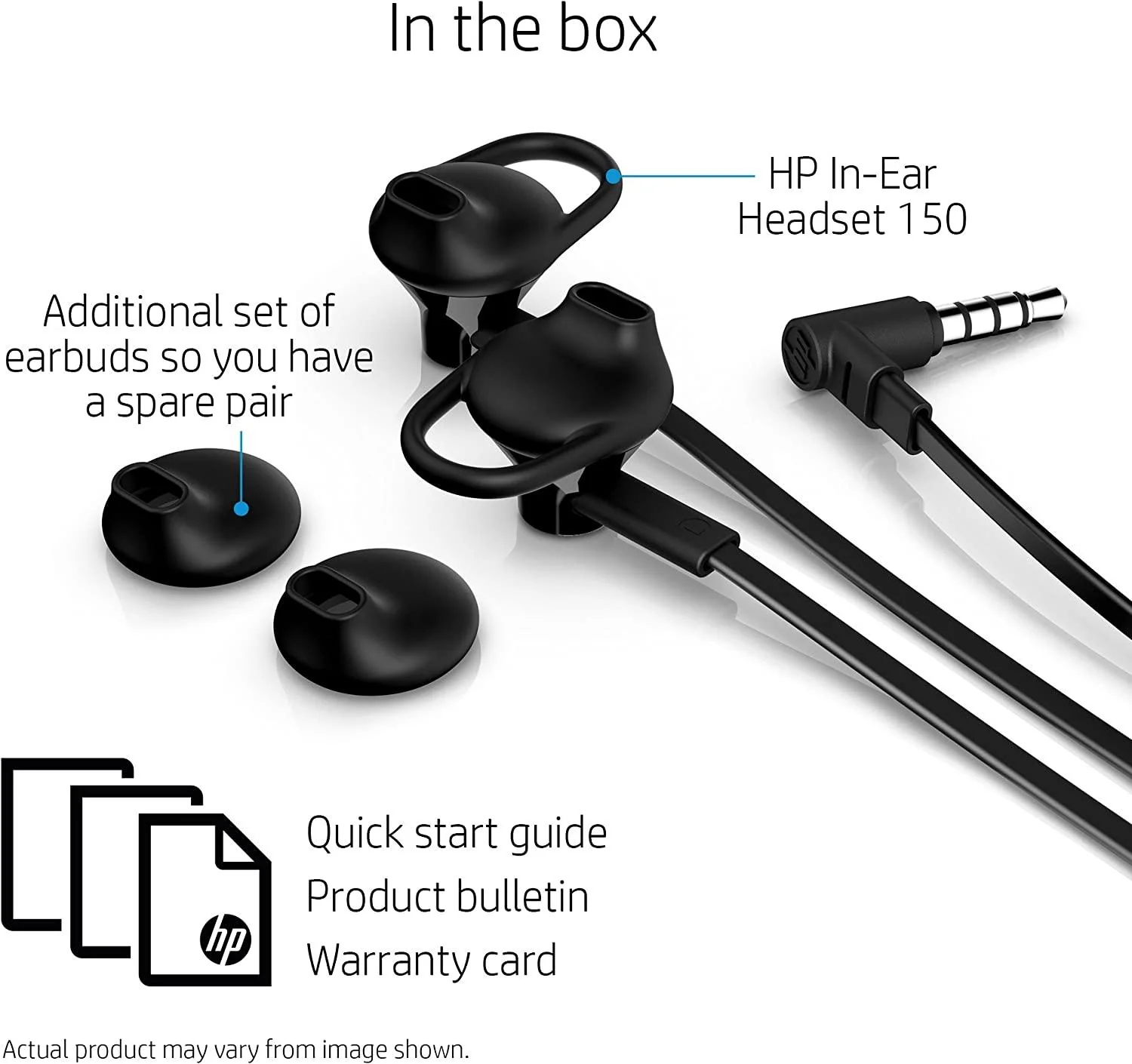 HP In-Ear Headset 150, Black, X7B04AA - Image 5